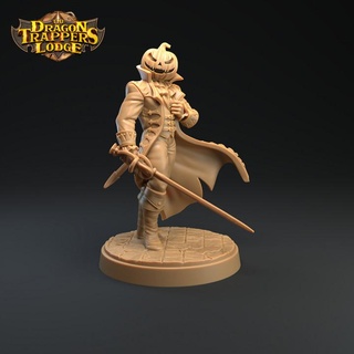 jakob grimsky headless horseman - presupported dragon trappers lodge Tabletop Characters & Creatures Store costume dungeons fighter halloween head hero man pumpkin scary spooky sword male english dnd jakobgrimsky 3d print model - Mito3D