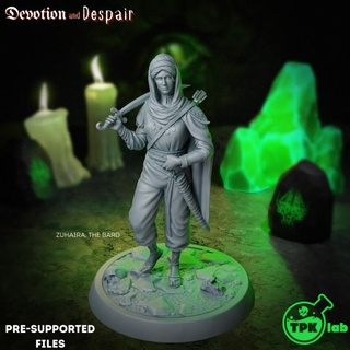 zuhaira bard tpk lab Tabletop Characters & Creatures Store dragons dungeons fighter rpg miniature arabic tabletop ranger d&d 32mm ttrpg 3d print model - Mito3D