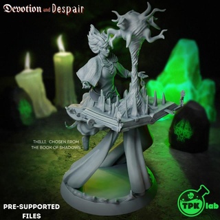 thilli chosen book darkness tpk lab Tabletop Characters & Creatures Store dragons dungeons rpg wizard miniature witch tabletop warlock d&d tiefling 32mm sorcerer ttrpg grimmoire 3d print model - Mito3D
