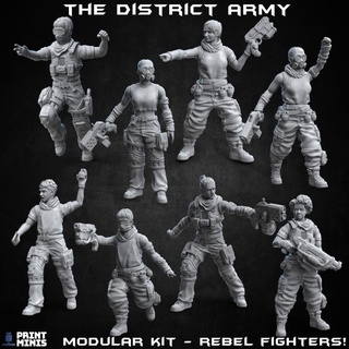 Kreis Armee 41 Stück modular Kit Weltuntergang Sammlung drucken Minis sci fi Militär Rebellen Dieselpunk Guerilla Kämpfer Zivilisten Truppen 3d print model - Mito3D