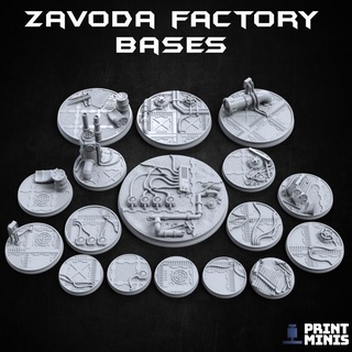 zavoda factory bases - 17 miniatures doomsday collection print minis terrain base scenery scenic machines industary 3d print model - Mito3D