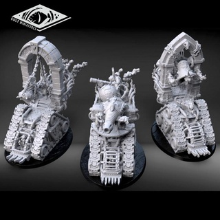 ratfolk siege engines pack cult miniatures Tabletop accessories Vehicles & Machines Store bell tank tracks steampunk cannon warp ray plague skaven censer screaming furnace lithing 3d print model - Mito3D