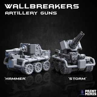 wallbreaker artillery guns - doomsday collection print minis ammo gun industrial vehicle war weapon dieselpunk seige sci-f 3d print model - Mito3D