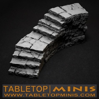vieux calcul escaliers courbe tableminis table 3D imprimable terrain boutique incurvé donjon openlock escalier 3d print model - Mito3D