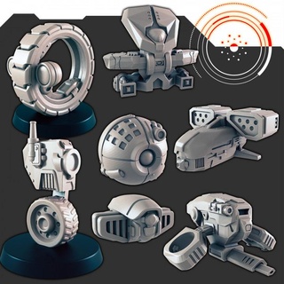 sci-fi bots drones set support-free evan carothers Tabletop Characters & Creatures Sci-Fi Universe Vehicles Machines Store droid drone supportless bot 3d print model - Mito3D