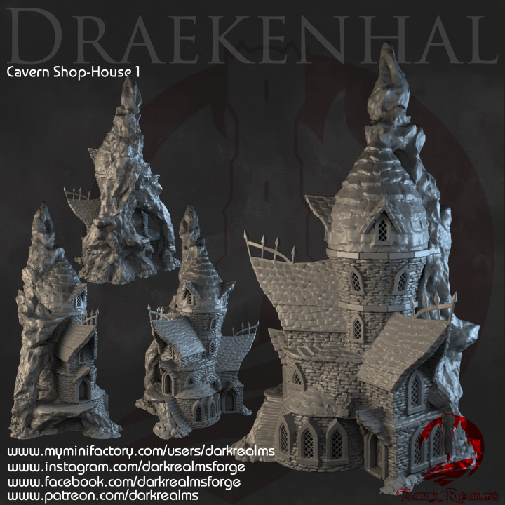dunkel Bereiche Drachenhalle Höhle shop house 1 Schmiede Tischplatte Zubehör 3D druckbar Terrain Geschäft Fantasie 3D print model - Mito3D