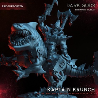kaptain krunch - dark gods jaydon hill Tabletop Characters & Creatures Store beast boss orc ork pirate wargaming warhammer 80mm squig orruk supported pre freebooter freeboota beastboss 3d print model - Mito3D