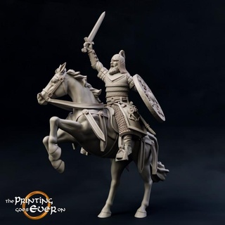 prince ebremer - mounted presupported printing goes ever Tabletop Characters & Creatures Store fantasy fighter hero knight mini viking wargaming warhammer warrior horse miniature royalty lotr norse tabletop cavalry rider 28mm dnd frostgrave skirmish 5e norman pre-supported saxon statblock 3d print model - Mito3D