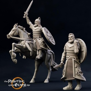 prince ebremer - foot mounted presupported printing goes ever Tabletop Characters & Creatures Store fantasy fighter hero knight mini viking wargaming warhammer warrior horse miniature royalty lotr norse tabletop cavalry rider 28mm dnd bundle frostgrave skirmish 5e norman pre-supported saxon statblock 3d print model - Mito3D