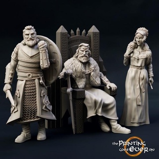 ridermercia royal family - presupported printing goes ever Tabletop Characters & Creatures Store fantasy fighter hero king mini viking wargaming warhammer warrior miniature lotr norse tabletop princess throne prince 28mm dnd frostgrave skirmish 5e norman pre-supported jarl saxon statblock 3d print model - Mito3D