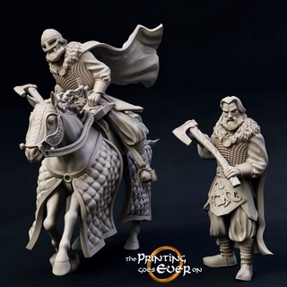 heorth - foot mounted presupported printing goes ever Tabletop Characters & Creatures Store fantasy fighter hero knight mini viking wargaming warhammer warrior horse miniature lotr norse tabletop cavalry rider 28mm dnd bundle frostgrave skirmish 5e norman pre-supported saxon statblock 3d print model - Mito3D