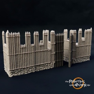 modular viking wall - supportless printing goes ever Tabletop 3D Printable Terrain building environment fantasy fdm filament nature protection rpg terrain wargaming warhammer lotr norse tabletop gate 28mm dnd frostgrave skirmish scatter 5e norman saxon palisade 3d print model - Mito3D