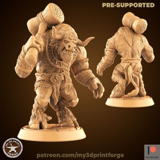 minotaur mace my3dprintforge Tabletop Characters & Creatures Store fantasy model bull miniature resin warcraft dnd tauren pre-supported 3d print model - Mito3D