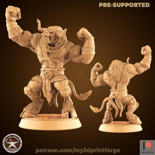 minotaur brute my3dprintforge  Tabletop Tabletop Characters & Creatures Store fantasy model sculpture warrior brute resin warcraft wow minotaur muscle muscular mmorpg tribe tauren pre-supported flexing  3d print model - Mito3D
