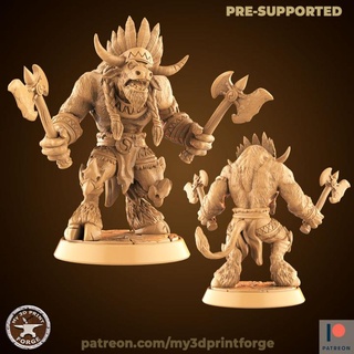 minotaur clan chef my3dprintforge Tabletop Characters & Creatures Store boss world miniature resin warcraft dnd tauren pre-supported 3d print model - Mito3D