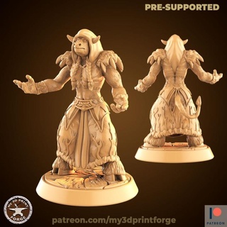 minotaur female druid meditating my3dprintforge Tabletop Characters & Creatures Store cow magic miniature resin caster dnd tribe tauren pre-supported 3d print model - Mito3D