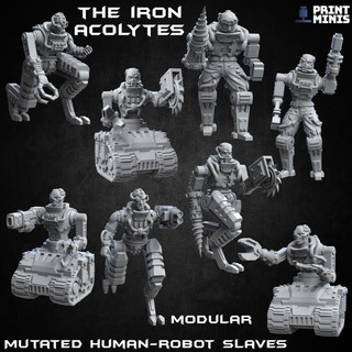 iron acolytes - 28 piece modular kit doomsday collection print minis android army machine robot sci-fi villain soldiers augmented slaves kitbash dieselpunk troops 3d print model - Mito3D