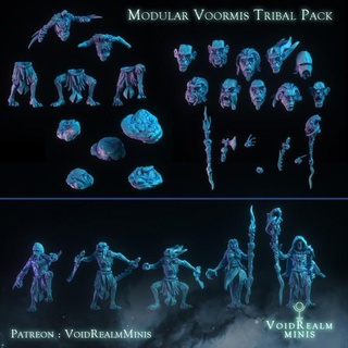 voormian warriors voidrealm minis Tabletop Characters & Creatures Store horror men modular cosmic cthulhu lovecraft cave priestess primitive humanoid mythos neanderthal shaman voormis voormia 3d print model - Mito3D