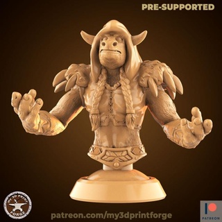 busto Minotauro hembra druida meditando my3dprintforge mesa caracteres criaturas Tienda vaca criatura fantasía toro pintura Warcraft tauren 3d print model - Mito3D