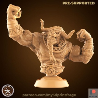 Minotauro bruto busto my3dprintforge mesa caracteres criaturas Tienda fdm pintura resina Warcraft Guau tauren 3d print model - Mito3D