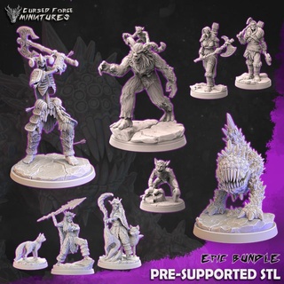 epic bundle 3 - blizzard cursed forge miniatures Tabletop Characters & Creatures Store dragons dungeons fox giant golem monster warrior yeti snow d&d dnd goliath druid frost dale icewind tyke 3d print model - Mito3D
