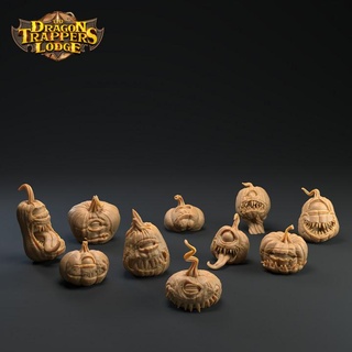 pumpkin heads horrors - presupported dragon trappers lodge Tabletop Characters & Creatures Store dungeons fantasy halloween horror scary spooky creepy alive dnd pumpkins squash awakened gourd awake asleep 3d print model - Mito3D