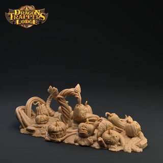 pumpkin patches horrors - presupported dragon trappers lodge Tabletop Characters & Creatures Store dungeons halloween horror scary spooky creepy alive dnd pumpkins patch awakened gourd awake asleep 3d print model - Mito3D