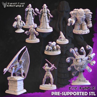 epic bundle 4 - bloodmoon cursed forge miniatures Tabletop Characters & Creatures Store claw dragons dungeons eye vampire rat gnome gargoyle d&d crawling swarm wight beholder tyrant illithid mindflayer curse strahd yestabrod ceremorph 3d print model - Mito3D