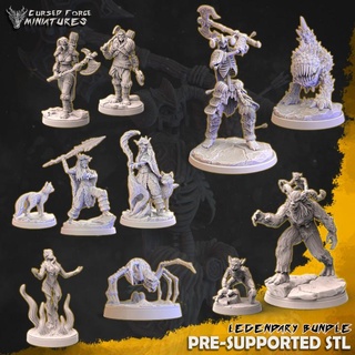 legendary bundle 3 - vengeance cursed forge miniatures  Tabletop Tabletop Characters & Creatures Store dragons dungeons forest fox giant golem skeleton warrior yeti snow spider dnd arctic goliath druid frost dryad dale icewind tyke  3d print model - Mito3D