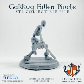 gakkug fallen pirate - sk 02 double edge miniatures Tabletop Characters & Creatures game skeleton skull war miniature boardgame tabletop miniaturepainting 3d print model - Mito3D