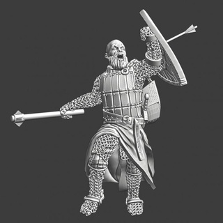 medieval knight charging mace chained helmet shield northern crusades miniatures Tabletop Characters & Creatures Store 3d print fantasy great wargaming templar chainmail 28mm crusader attacking teutonic 3d print model - Mito3D