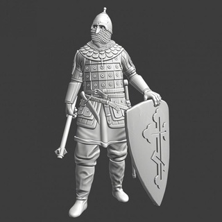 medieval noble russian knight mace cross shield northern crusades miniatures Tabletop Characters & Creatures Store 3d battle model war wargaming warrior infantry 28mm slavic lake neva peipus 3d print model - Mito3D