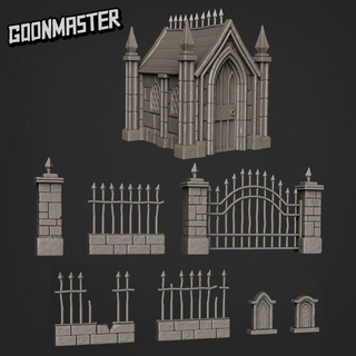 graveyard bundle goon master Tabletop 3D Printable Terrain Store fantasy fence gothic stone terrain tomb victorian wargaming wall miniature burial grave tabletop gate cemetery headstone crypt mausoleum scatter 3d print model - Mito3D