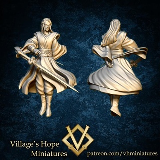 wuxia male cultivator flying sword user village's hope miniatures Tabletop Characters & Creatures Store china chinese miniature minis dnd ttrpg trpg xianxia 3d print model - Mito3D