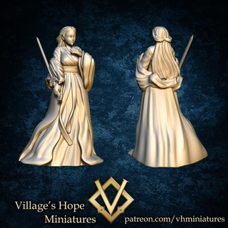 wuxia female cultivator sword user village's hope miniatures Tabletop Characters & Creatures Store china chinese miniature minis xianxia 3d print model - Mito3D