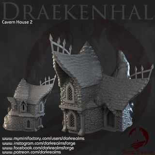 dark realms draekenhal - cavern house 2 dark realms forge  Tabletop 3D Printable Terrain Store dark fantasy house terrain realms cavern  3d print model - Mito3D