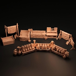 tanneur potier objets accessoires fabrication tlon table 3D imprimable terrain boutique objet grille pot paysage TVA 3d print model - Mito3D
