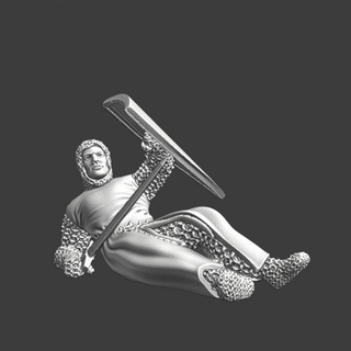 Ortaçağa ait yaralı şövalye zemin kılıç kalkan kuzey Haçlı seferleri minyatürler masaüstü karakterler yaratıklar mağaza savaş fantezi oyunları 28mm manzara göl haçlı neva teutonic borular 3d print model - Mito3D