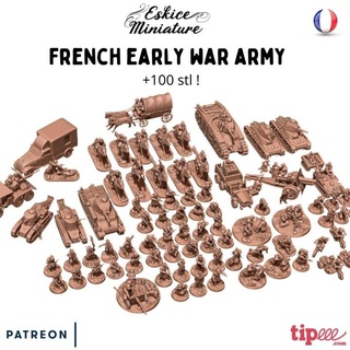 french army - 28mm wargame eskice miniature aron Tabletop Characters & Creatures Historical Universe Board Games Store action bolt figurine tank warhammer france ww2 fran ais seconde guerre mondiale soldat 3d print model - Mito3D