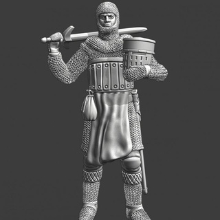 medieval knight standing sword shoulder northern crusades miniatures Tabletop Characters & Creatures Board Games Store ancient fantasy wargaming order chainmail 28mm historic lake crusader teutonic peipus 1241 folkunge 3d print model - Mito3D