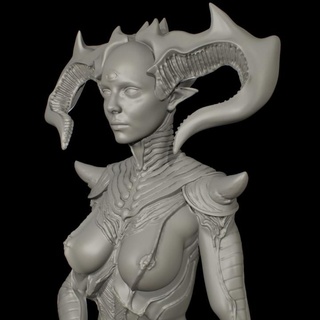 seer jeremy smith Tabletop Characters & Creatures Board Games demon alien creature female monster horns prophet advisor 3d print model - Mito3D