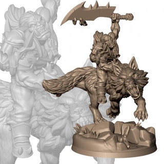 orc wolf rider willy kao Tabletop Characters & Creatures Board Games Store bigsword warroir 3d print model - Mito3D