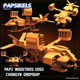 papz industries uds3 chenelyn dropship papsikels miniatures Tabletop Vehicles & Machines Board Games aircraft airship 3d print model - Mito3D