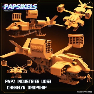 papz indústrias uds3 chenelyn dropship papsikels miniaturas tampo mesa veículos maquinas borda jogos aeronave dirigível 3d print model - Mito3D