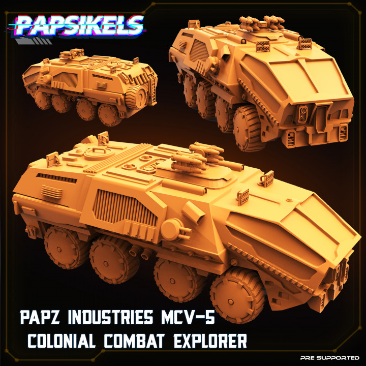 papz industries mcv 5 colonial combat explorer papsikels miniatures Tabletop Vehicles & Machines Board Games Store vehicle 3D print model - Mito3D