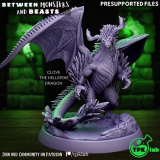 clove hellspike dragon tpk lab Tabletop Characters & Creatures Board Games Store dragons dungeons fantasy rpg spike miniature huge tabletop d&d 32mm ttrpg draconic 3d print model - Mito3D