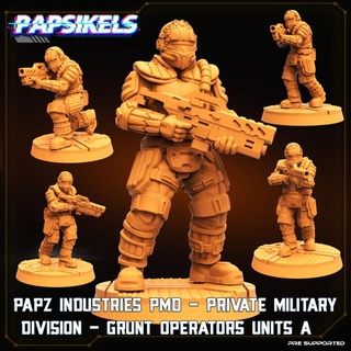 papz industries pmd private military division grunt operators units papsikels miniatures soldiers aliens special mercenary weyland yutani 3d print model - Mito3D