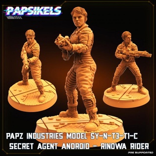 papz industries model sy-n-t3-t1-c secret agent android rinowa rider papsikels miniatures Tabletop Characters & Creatures Store rifle 3d print model - Mito3D