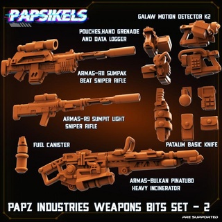 papz industries weapons bits set 2 papsikels miniatures Tabletop Vehicles & Machines Store 3d print model - Mito3D