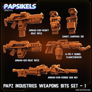 papz industries weapons bits set 1 papsikels miniatures Tabletop Vehicles & Machines Store 3d print model - Mito3D